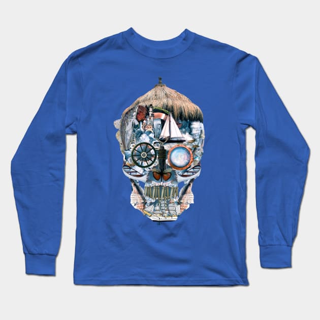 Skull Ocean Long Sleeve T-Shirt by rizapeker